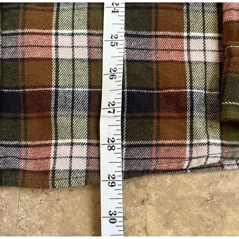Carbon 2 Cobalt Mens‎ Plaid Flannel Button Down Shirt Green Brown Pink 133691 M - Picture 5 of 8